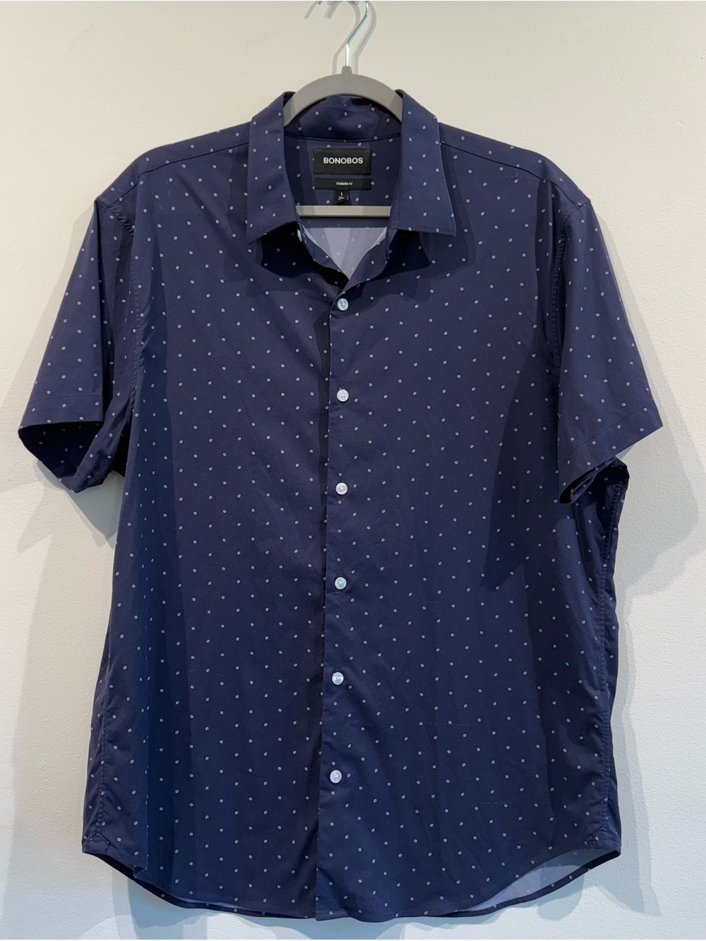 Bonobos Navy Short Sleeve Button-Down with Micro Dot Print